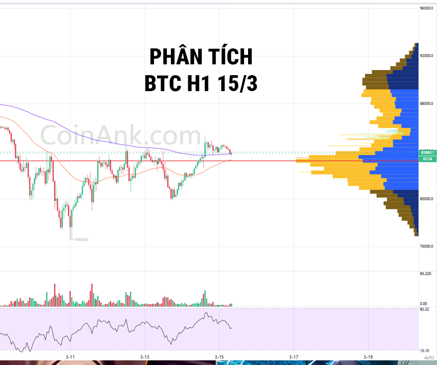 Phân tích giá Bitcoin ( BTC) – Khung 1H 15/3